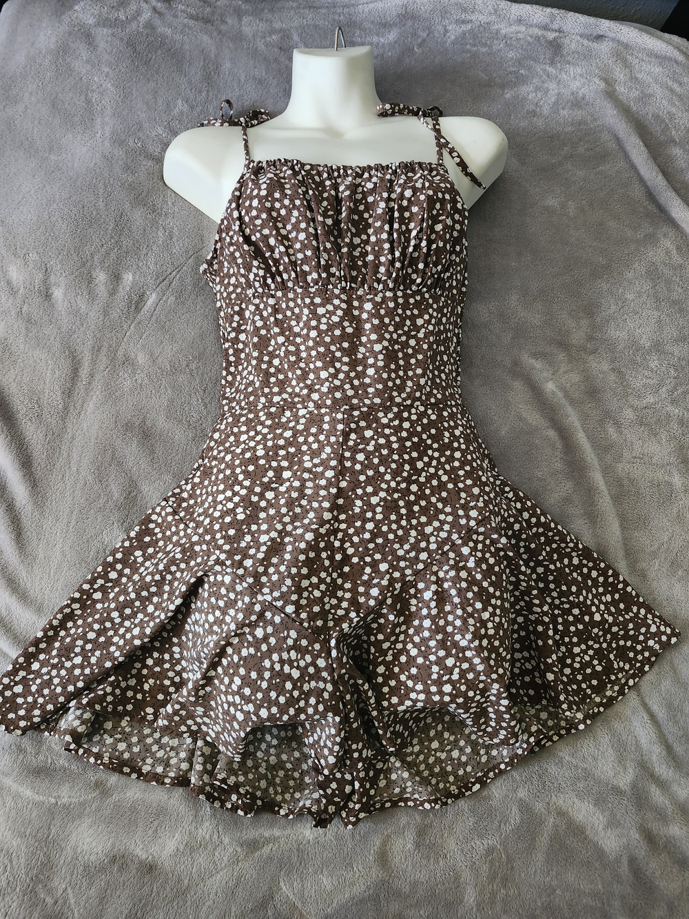 Women Brown Polka Dot Tie-romper